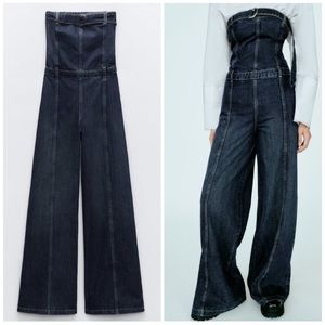 NWT! Zara Strapless Denim Jumpsuit